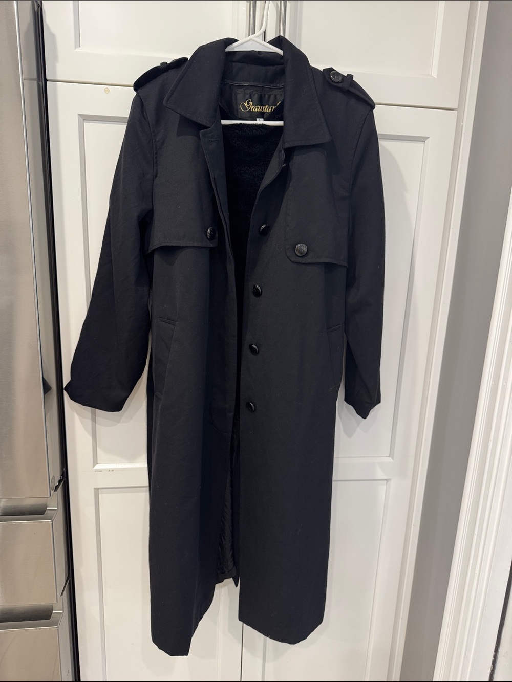 Black Men's Trench Coat by - Long Classic Overcoat